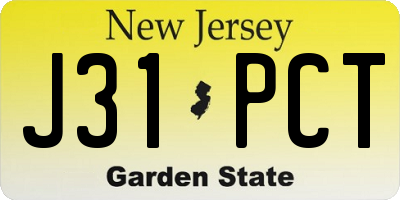 NJ license plate J31PCT