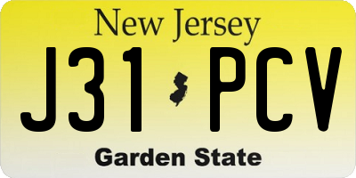 NJ license plate J31PCV