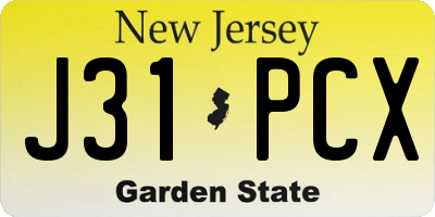 NJ license plate J31PCX