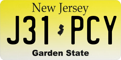 NJ license plate J31PCY