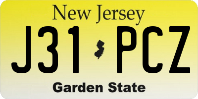 NJ license plate J31PCZ