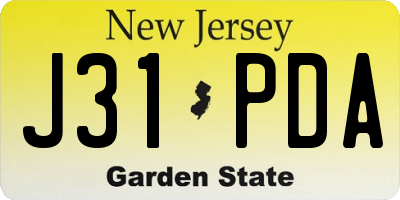 NJ license plate J31PDA