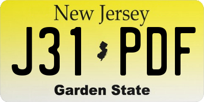 NJ license plate J31PDF