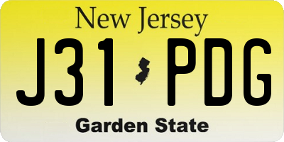 NJ license plate J31PDG
