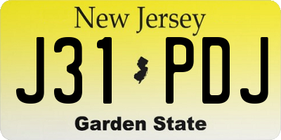 NJ license plate J31PDJ