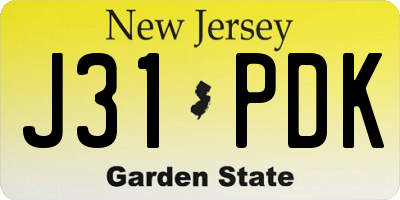 NJ license plate J31PDK