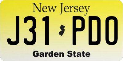 NJ license plate J31PDO