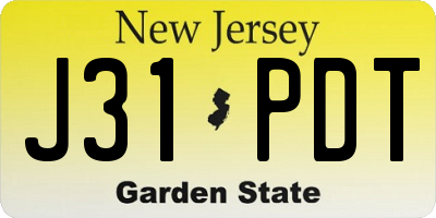 NJ license plate J31PDT