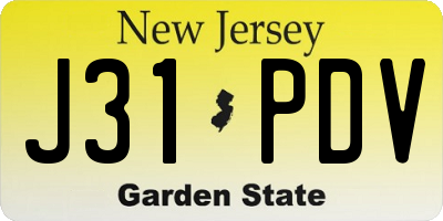 NJ license plate J31PDV