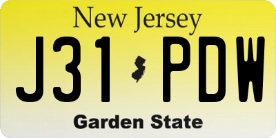 NJ license plate J31PDW