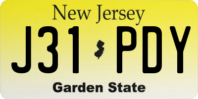 NJ license plate J31PDY