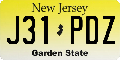 NJ license plate J31PDZ