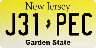 NJ license plate J31PEC