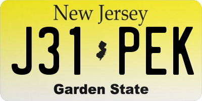 NJ license plate J31PEK