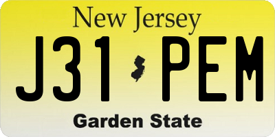 NJ license plate J31PEM