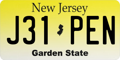 NJ license plate J31PEN