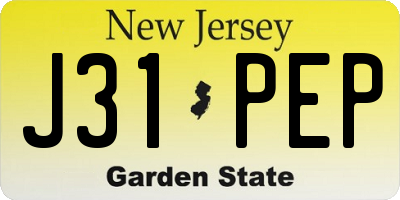 NJ license plate J31PEP