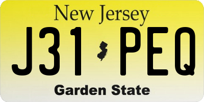 NJ license plate J31PEQ