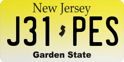 NJ license plate J31PES