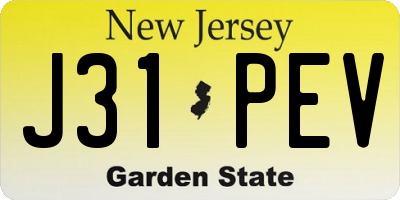 NJ license plate J31PEV