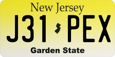 NJ license plate J31PEX