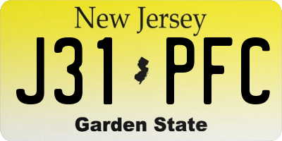 NJ license plate J31PFC