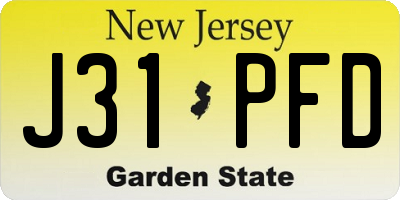 NJ license plate J31PFD