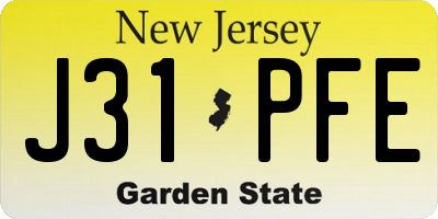 NJ license plate J31PFE