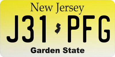 NJ license plate J31PFG