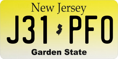NJ license plate J31PFO
