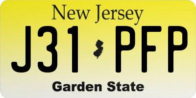 NJ license plate J31PFP