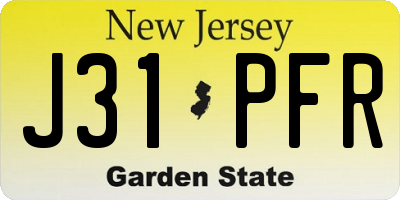 NJ license plate J31PFR