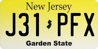 NJ license plate J31PFX