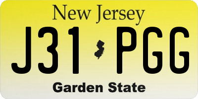 NJ license plate J31PGG