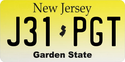 NJ license plate J31PGT