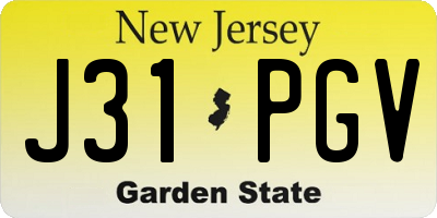 NJ license plate J31PGV