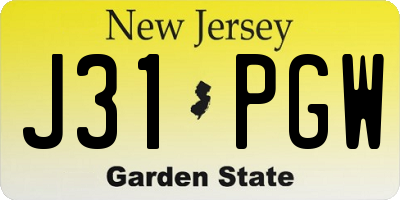 NJ license plate J31PGW
