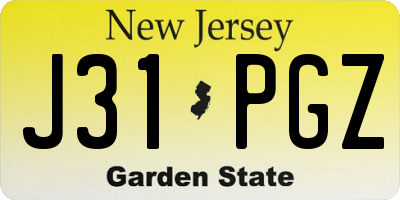 NJ license plate J31PGZ