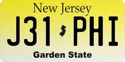 NJ license plate J31PHI