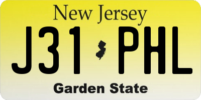 NJ license plate J31PHL