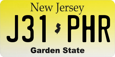 NJ license plate J31PHR