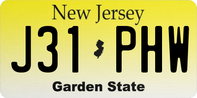 NJ license plate J31PHW