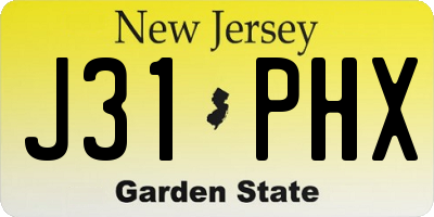 NJ license plate J31PHX