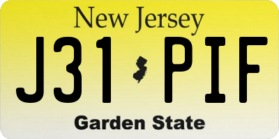 NJ license plate J31PIF