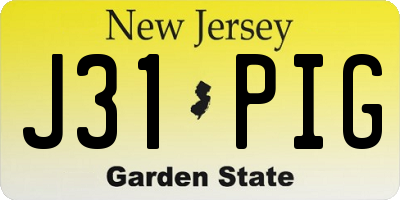 NJ license plate J31PIG