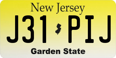 NJ license plate J31PIJ
