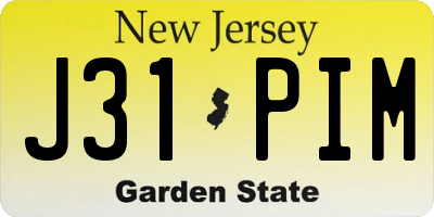 NJ license plate J31PIM