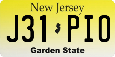 NJ license plate J31PIO