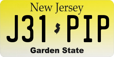 NJ license plate J31PIP