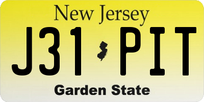 NJ license plate J31PIT